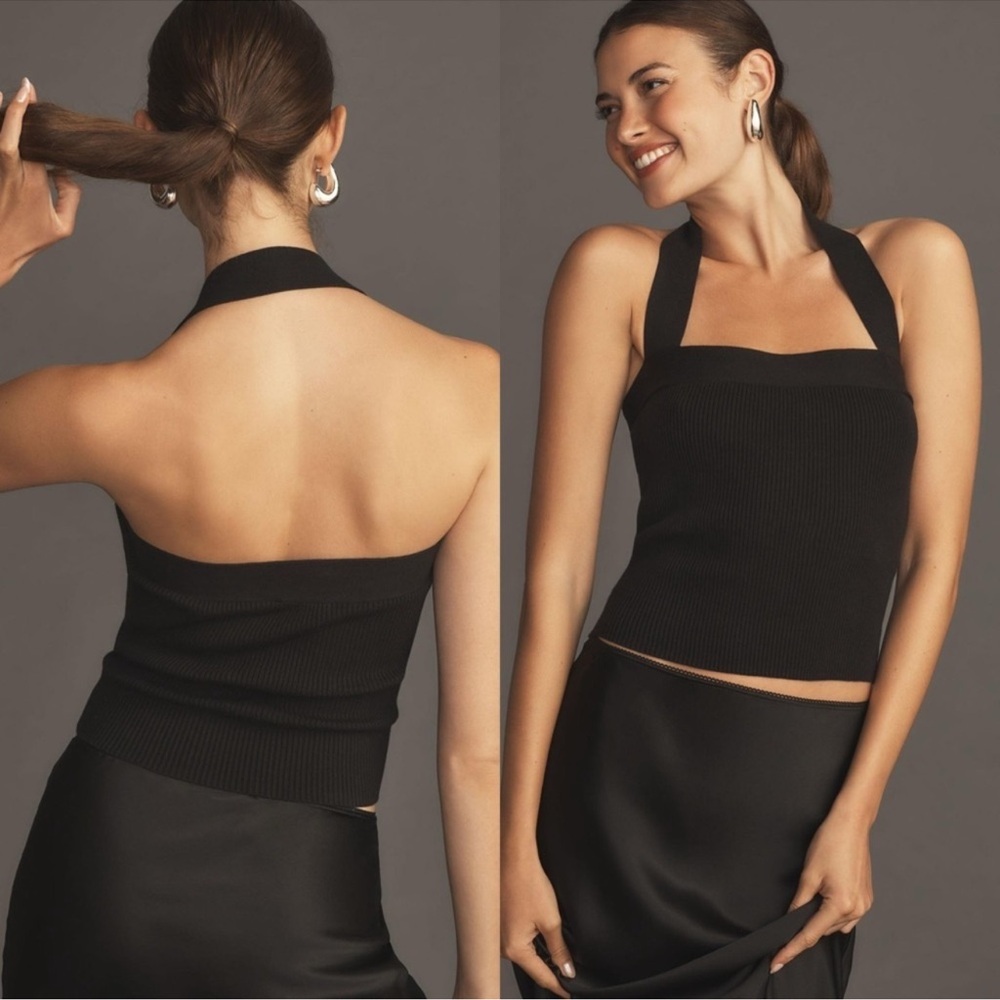 Reformation Black  Galina Cotton Sweater Tank
